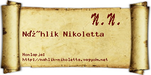 Náhlik Nikoletta névjegykártya