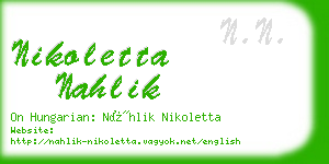 nikoletta nahlik business card